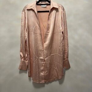 Silky Peach Button-Up Shirt